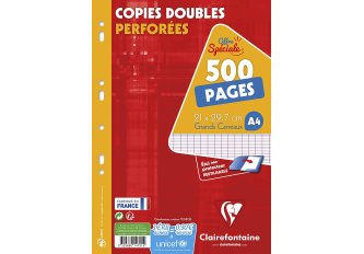 Pochette de 500 pages Copies doubles perforées A4 Séyès