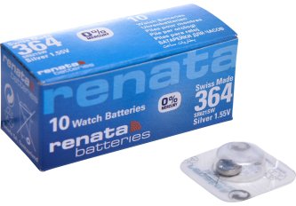 Piles de montres Renata 364 sans mercure - boîte de 10