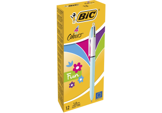 B.12 Stylos Bic 4 Couleurs Pastel