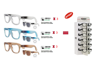 Présentoir de 9 Lunettes photochromique Zippo