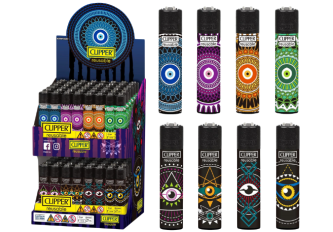 Présentoir de 96 briquets Clipper Lucky Eye