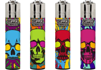 Clipper Large Colorful Skulls