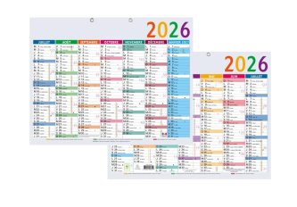 Calendrier multicolore semestriel 2026