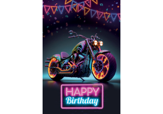Paquet de 6 cartes anniversaire moto néon