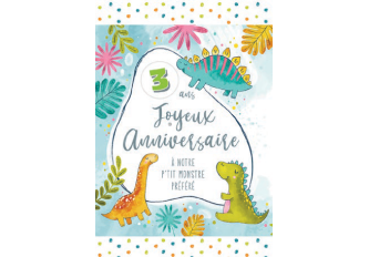 Paquet de 6 cartes anniversaire dinosaures