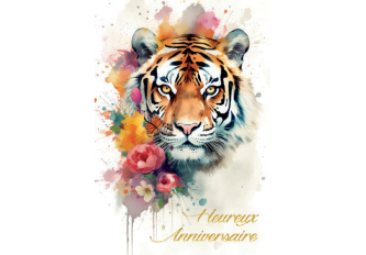 Paquet de 6 cartes anniversaire Tigre