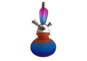 Narguilé 20 cm - dégradé Orange/Bleu & Colonne Bicolore - 1 Tuyau