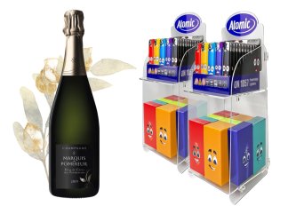 2 Présentoirs =  bouteille de champagne offerte