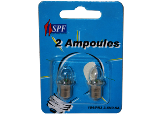 Blister de 2 ampoules Krypton 104/PR3 3,6 volts 0,5 mA