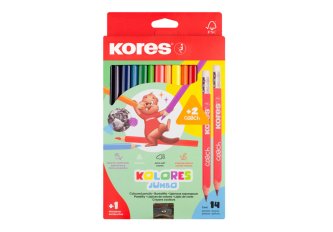 B.14 Crayons de couleur Kolores Jumbo + 2 crayons papier + taille‑crayon