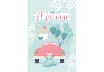 Paquet de 6 cartes Mariage Heureux Mariage