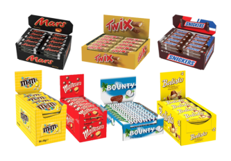Lot 7 Boîtes barres Mars + 10 jeux de cartes/affiche