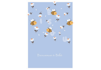 Paquet de 6 cartes double naissance abeilles