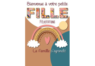 Paquet de 6 cartes double naissance fille