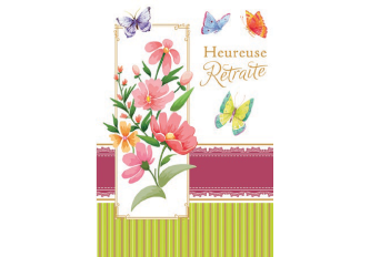 P.6 Cartes double heureuse retraite fleurs papillons