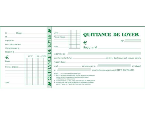 Carnet Quittance de loyer - Contrats de location / quittances - Courrier /  expédition / contrats - Papeterie - Protabac